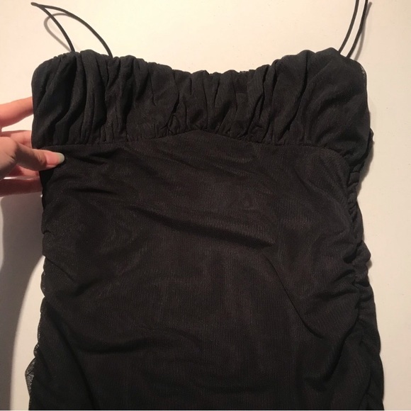 Princess Polly Penney Mesh Overlay Mini Dress In Black Size 4 - Picture 6 of 11